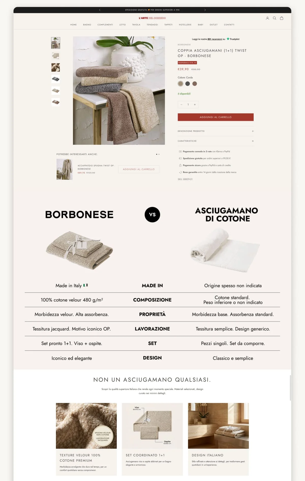 Scheda prodotto trasformata in mini landing page